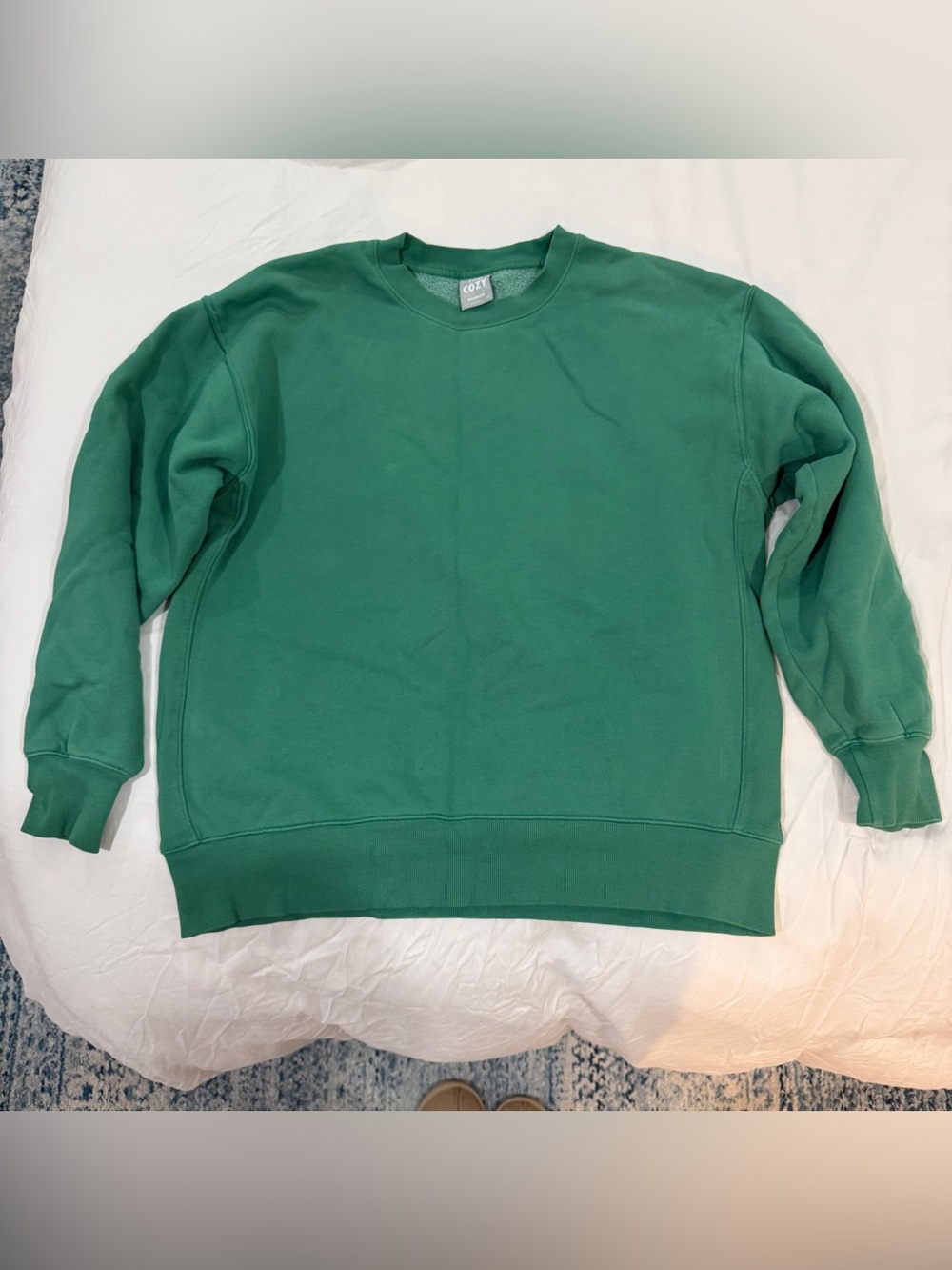 Aritzia tna cozy fleece boyfriend crewneck sweatshirt in nature green